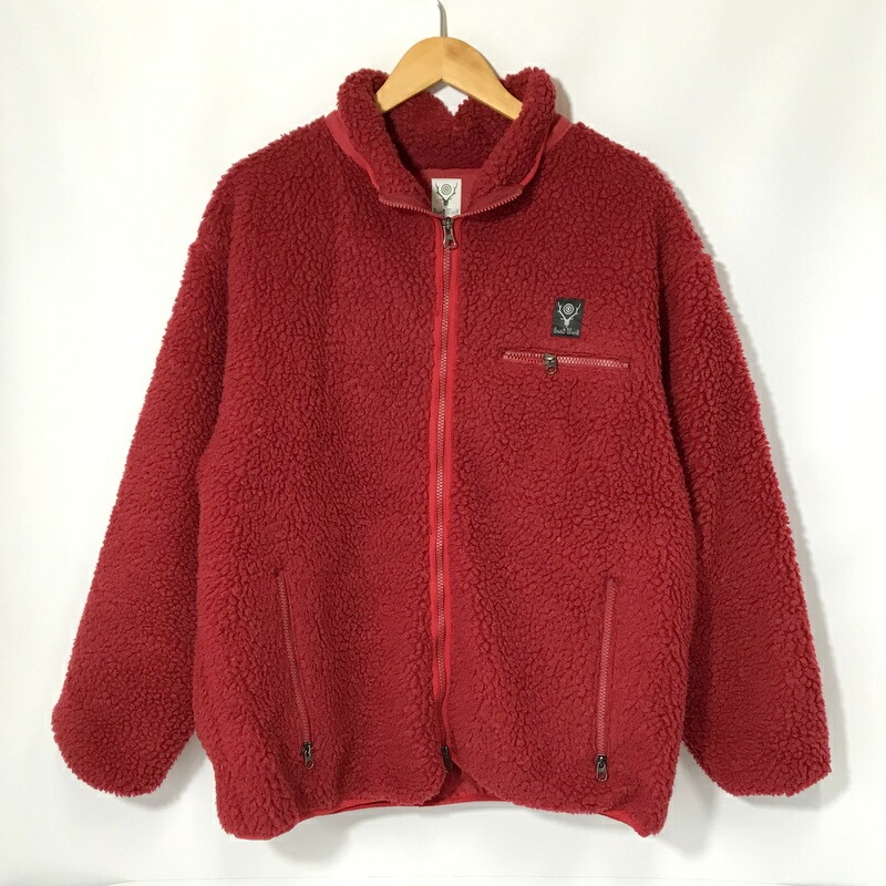 [중고] South2 West8 보아 파이핑 자켓, 플리스 재킷, 파이핑 자켓, 합성파일 로고, 방한, 캐주얼, 중고 의류, 남성용, S 사이즈, 빨강, 사우스투 웨스트 에이트, 아우터, A12082 ◆