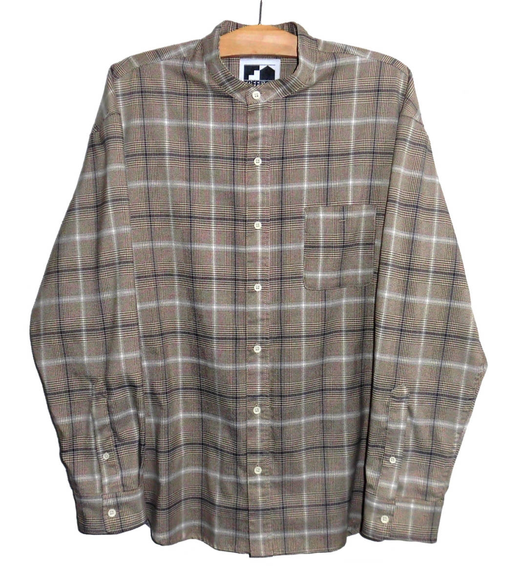 ☆ FREEDOM by FREAK'S STORE 빅 실루엣 칼라리스 밴드 카라 셔츠 L 사이즈 체크